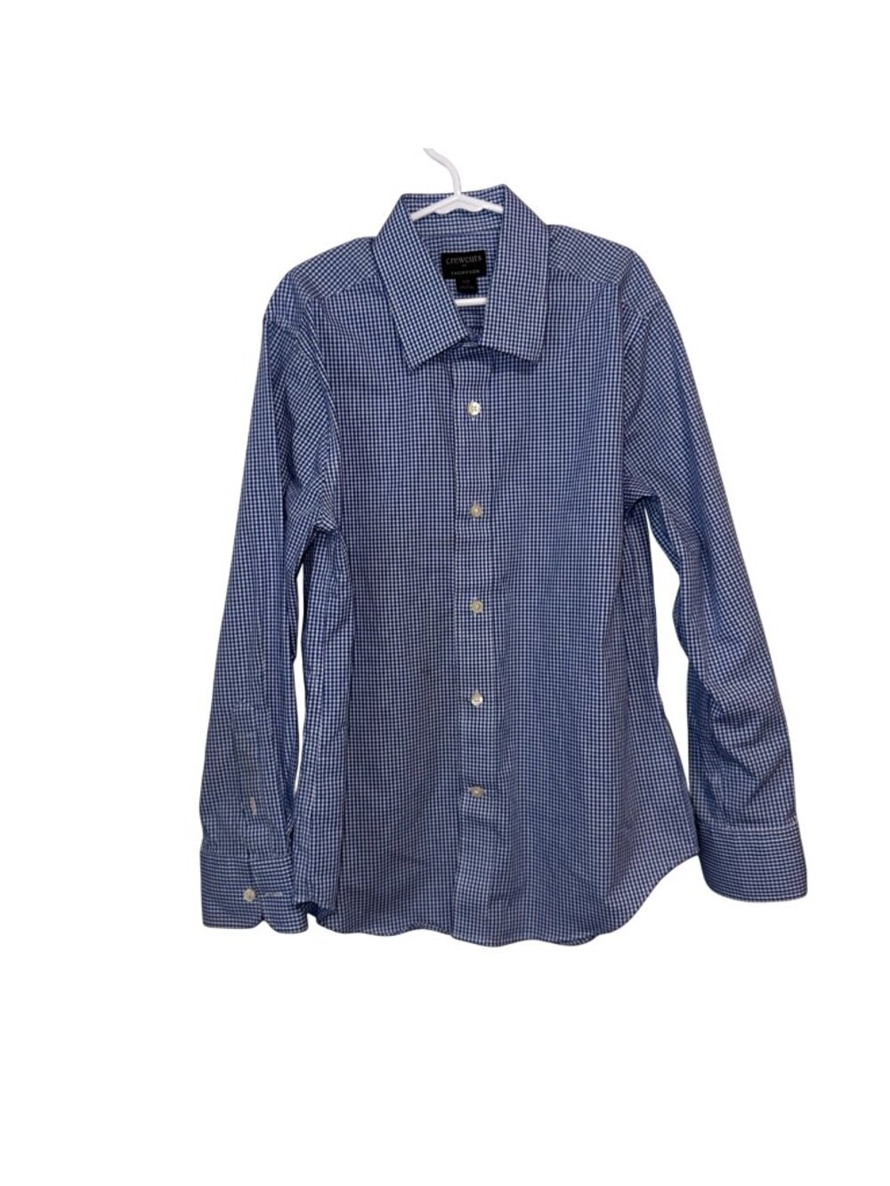 Crewcuts Thompson Boys Blue Gingham Long Sleeve Button-Down Shirt Size 10